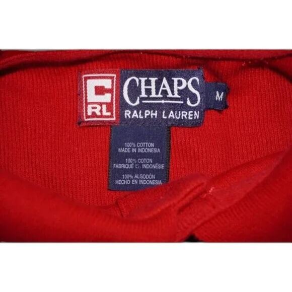Vintage Chaps Ralph Lauren Polo Shirt Men's Medium Red Crest Logo Classic Fit - Picture 3 of 5